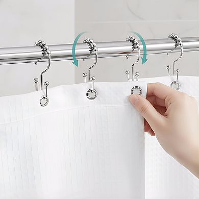 Waffle Shower Curtain Set Luxury Weighted Cloth with Hooks