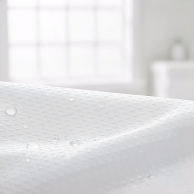 Waffle Shower Curtain Set Luxury Weighted Cloth with Hooks