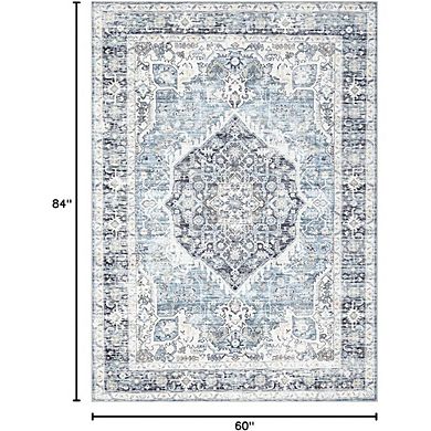 Boho Area Rug Soft, Low Pile, Washable, Non-Slip