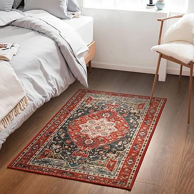 Floral Area Rug Washable, Non-Slip, Vintage