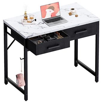 32" Small Desk with 2 Drawers for Home Office or Study