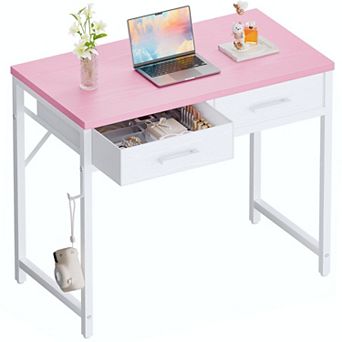 32" Small Desk with 2 Drawers for Home Office or Study