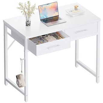 32" Small Desk with 2 Drawers for Home Office or Study