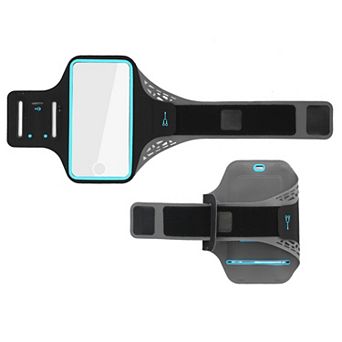 Sweat-Resistant Phone Armband Holder Fits 7" Phones, Adjustable w/ Key & Card Slots