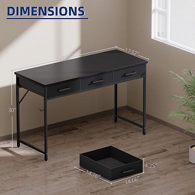 47" Compact Desk with 3 Drawers for Small Spaces