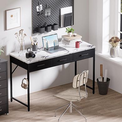 47" Compact Desk with 3 Drawers for Small Spaces
