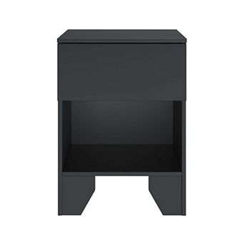 Modern Small One Drawer Nightstand with Open Storage Cubby, Low Profile Bedside End Table