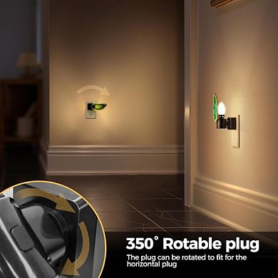 Green Agate LED Night Light Plug-In, Dimmable with Sensor, 2-Pack