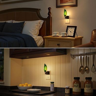 Green Agate LED Night Light Plug-In, Dimmable with Sensor, 2-Pack