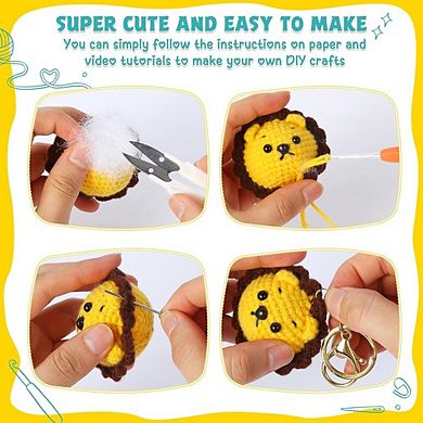 Beginner Crochet Kit, DIY Animal Kit, Step-by-Step Tutorials, 8-Pack