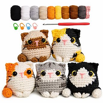 Beginner Crochet Kit, DIY Amigurumi Cats, Step-by-Step Video Tutorials