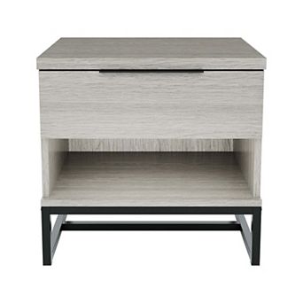 Compact Two Drawer Nightstand with Storage Cubby, Modern End Table