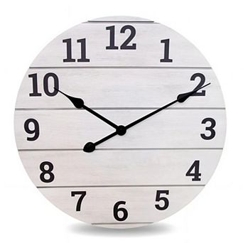 Farmhouse Style Analog Wall Clock with Wood Plank Design