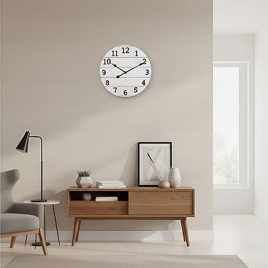 Farmhouse Style Analog Wall Clock with Wood Plank Design