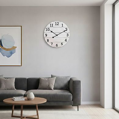 Farmhouse Style Analog Wall Clock with Wood Plank Design