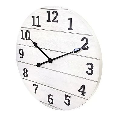 Farmhouse Style Analog Wall Clock with Wood Plank Design