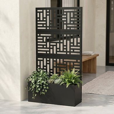 Metal Garden Bed with Trellis and Drainage Holes