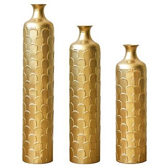 Glam Textured Metal Floor Vase Set, 3 pc Decorative Collection