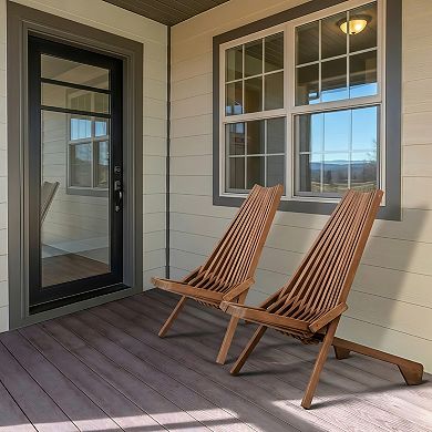 Low Profile Acacia Wood Folding Outdoor Lounge Chair