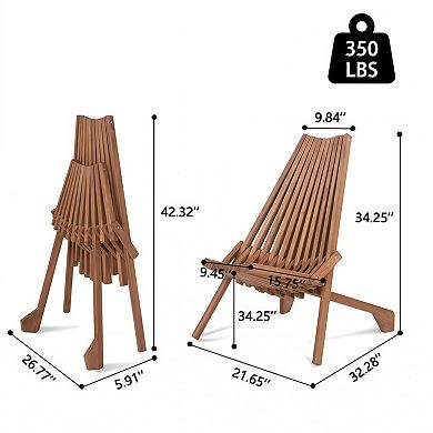 Low Profile Acacia Wood Folding Outdoor Lounge Chair