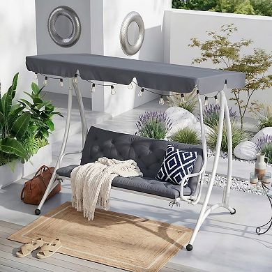 Tufted 3-Seat Outdoor Bench Cushion for Patio Swing Sofa