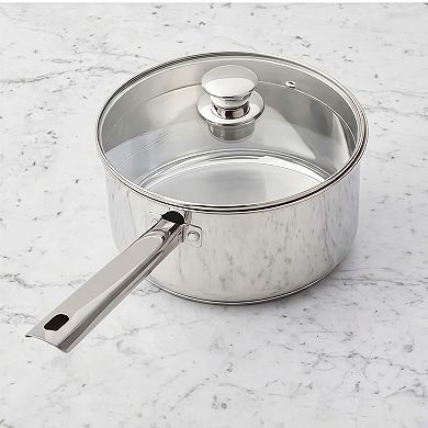 Induction Compatible Stainless Steel Saucepan with Straining Lid