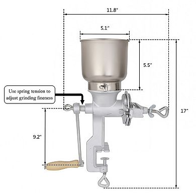 Manual Hand Crank Grain Grinder for Home Use with Adjustable Settings