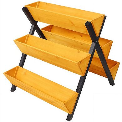 3-Tier Wooden Raised Garden Bed Planter with Legs