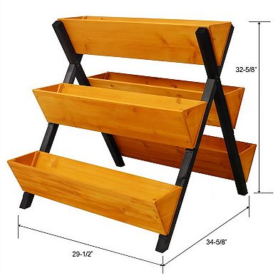 3-Tier Wooden Raised Garden Bed Planter with Legs