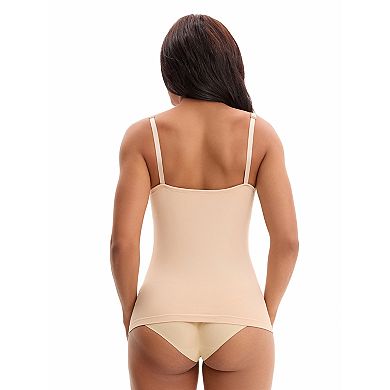 2 Packs Women's Spaghetti Straps Camisoles with Built-In Bras Basic Sleeveless Undershirts Tops