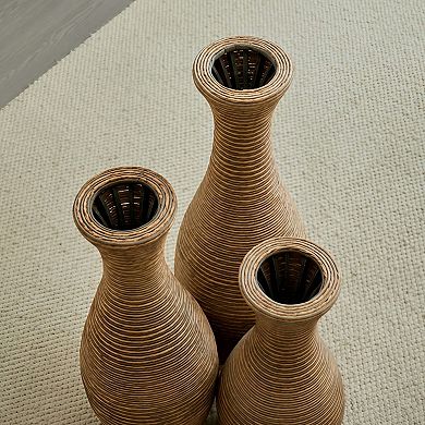 3-Piece Elegant Rattan Floor Vase Set for Home Décor