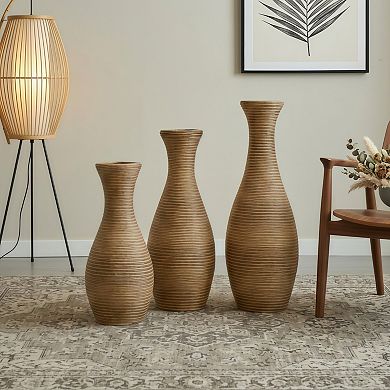 3-Piece Elegant Rattan Floor Vase Set for Home Décor