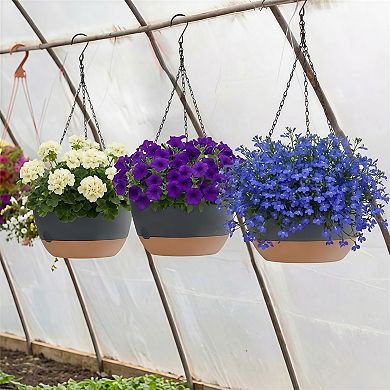 4-Piece Self-Watering Hanging Planter Set with Drainage and Chains