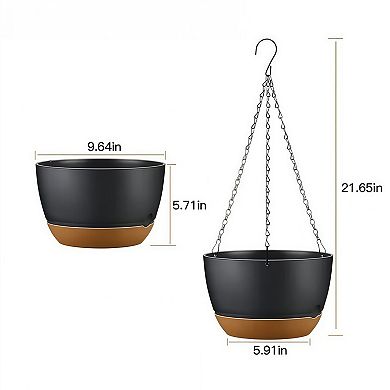 4-Piece Self-Watering Hanging Planter Set with Drainage and Chains