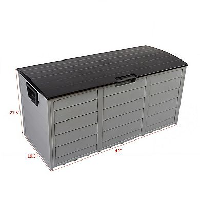 Outdoor Plastic Deck Storage Box with Wheels, Lockable Garden Chest Seat