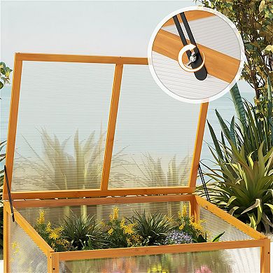 2-in-1 Elevated Fir Wood Greenhouse with Adjustable Roof