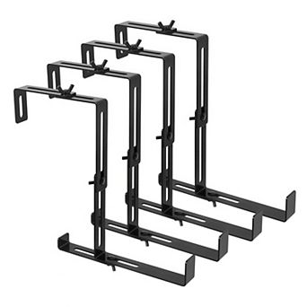 4 pc Adjustable No-Drill Steel Window Box Planter Brackets for Railings