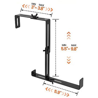 4-Piece Adjustable No-Drill Steel Window Box Planter Brackets for Railings