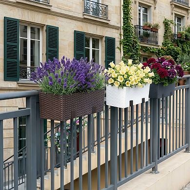 4-Piece Adjustable No-Drill Steel Window Box Planter Brackets for Railings