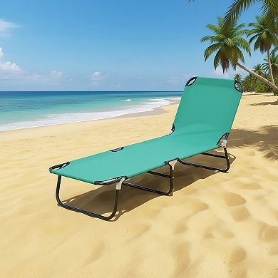Folding Outdoor Lounge Chair with 5-Position Recline and Breathable Fabric