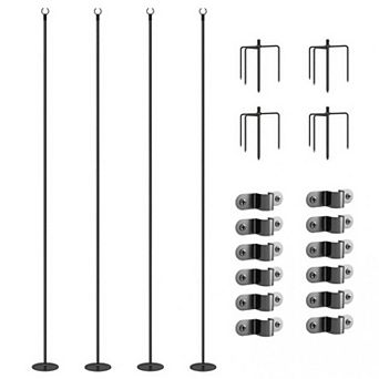 Outdoor String Light Poles Steel Stand for Patio Deck, 4 Pack