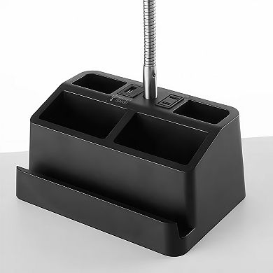 Organizer Desk Lamp with USB Port and AC Outlet for Home or Office Use