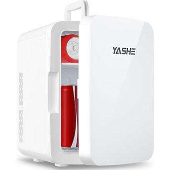YASHE 10L Mini Fridge, 10 Liter/12 Cans Mini Fridge for Bedroom, 110V AC/ 12V DC, Cooler/Warmer