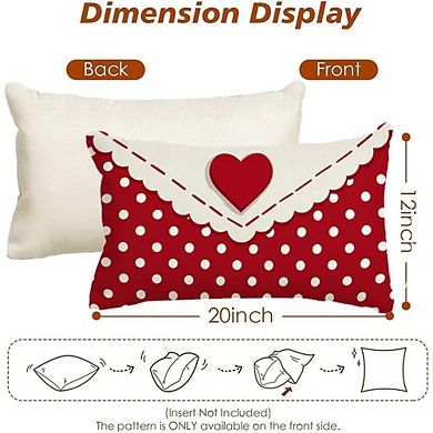 Valentine Pillow Covers 12x20 Inch Red Heart Throw Cushions