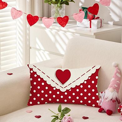 Valentine Pillow Covers 12x20 Inch Red Heart Throw Cushions
