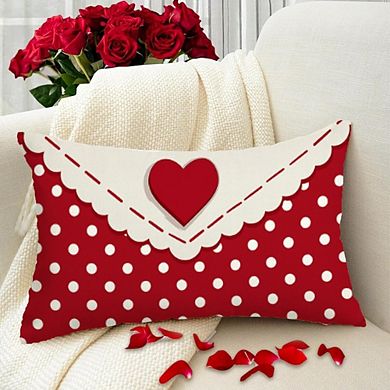 Valentine Pillow Covers 12x20 Inch Red Heart Throw Cushions