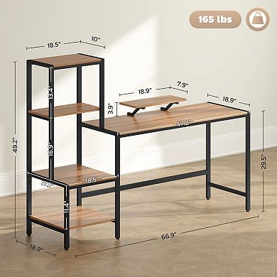 GOODSILO Industrial Style Computer Desk with Reversible Shelves and Monitor Stand