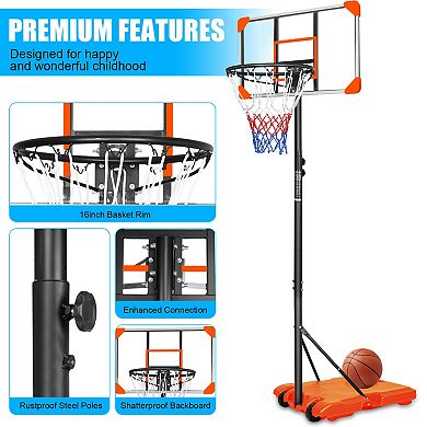 WOW PIONEER Portable Adjustable Height Basketball Hoop System with Wheels and Stable Base