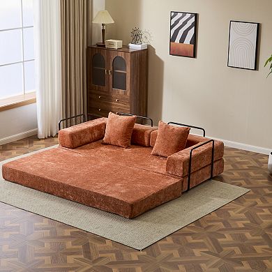 GOODSILO Convertible Floor Sofa Bed with Pillow Back Support and Armrest