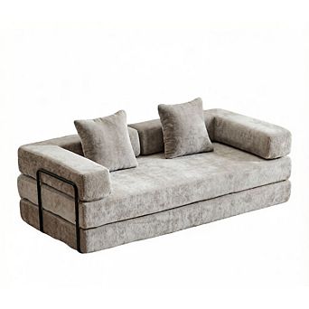 GOODSILO Convertible Floor Sofa Bed with Pillow Back Support and Armrest